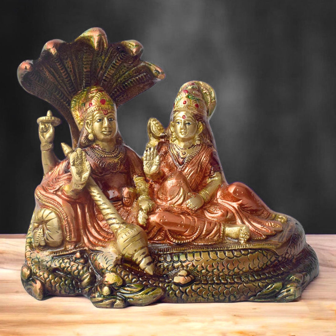 6.1 Inch Sacred Brass Vishnu Laxmi Statue