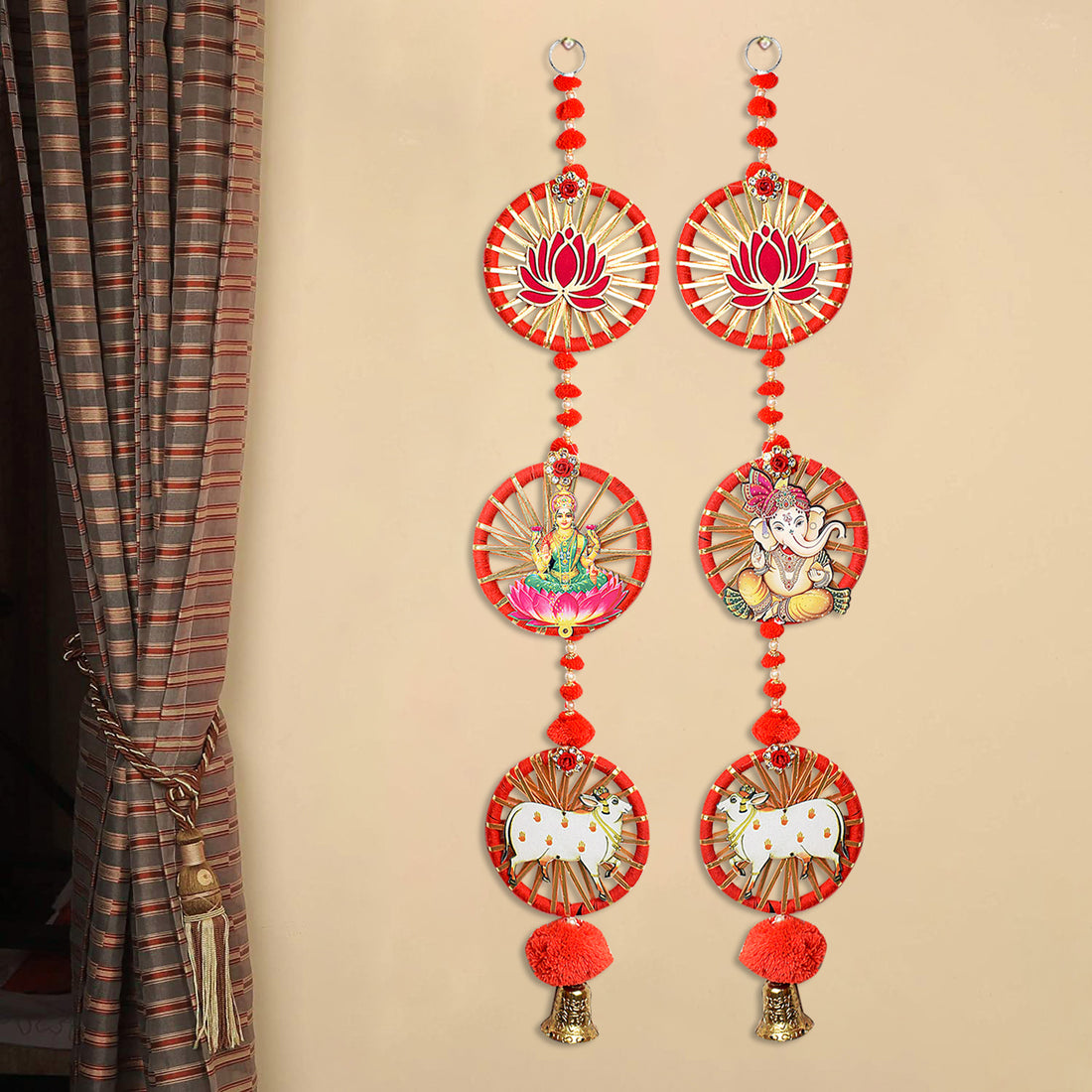 Pom Pom Lotus Laxmi Ganesh Hanging | India’s Largest Pooja Accessories Brand – www.satvikstore.in