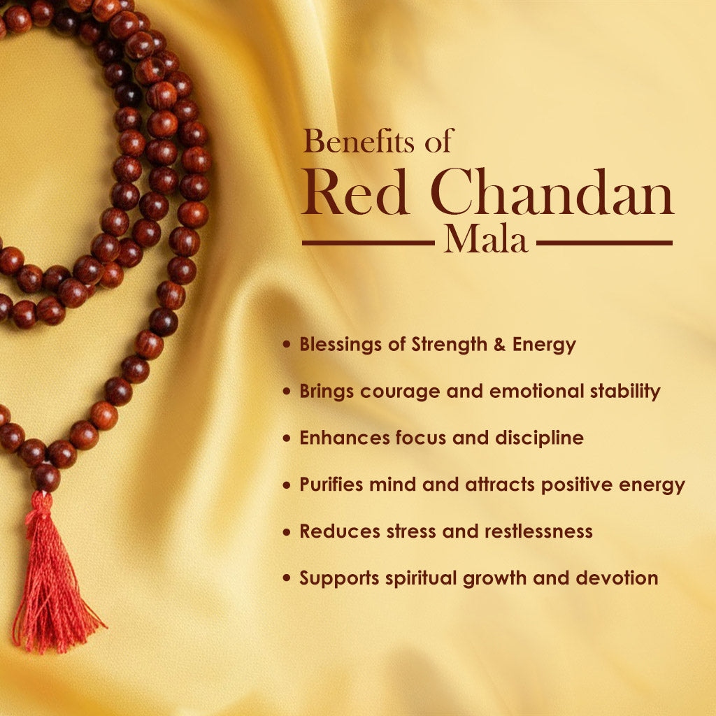 Certified 4.5mm 100% Original Authentic Pure Red Sandalwood Jap Mala (Andhra Pradesh)