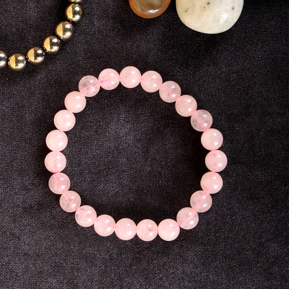 Rose Quartz Round Bead Bracelet Stylish Spiritual Wear
