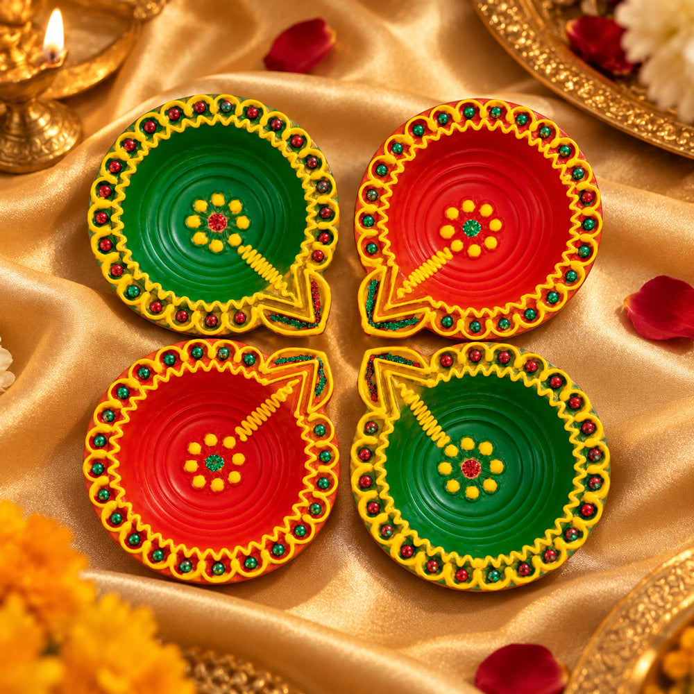 Crafting Light Unique Clay Diyas for a Radiant DiwaliSet of 4