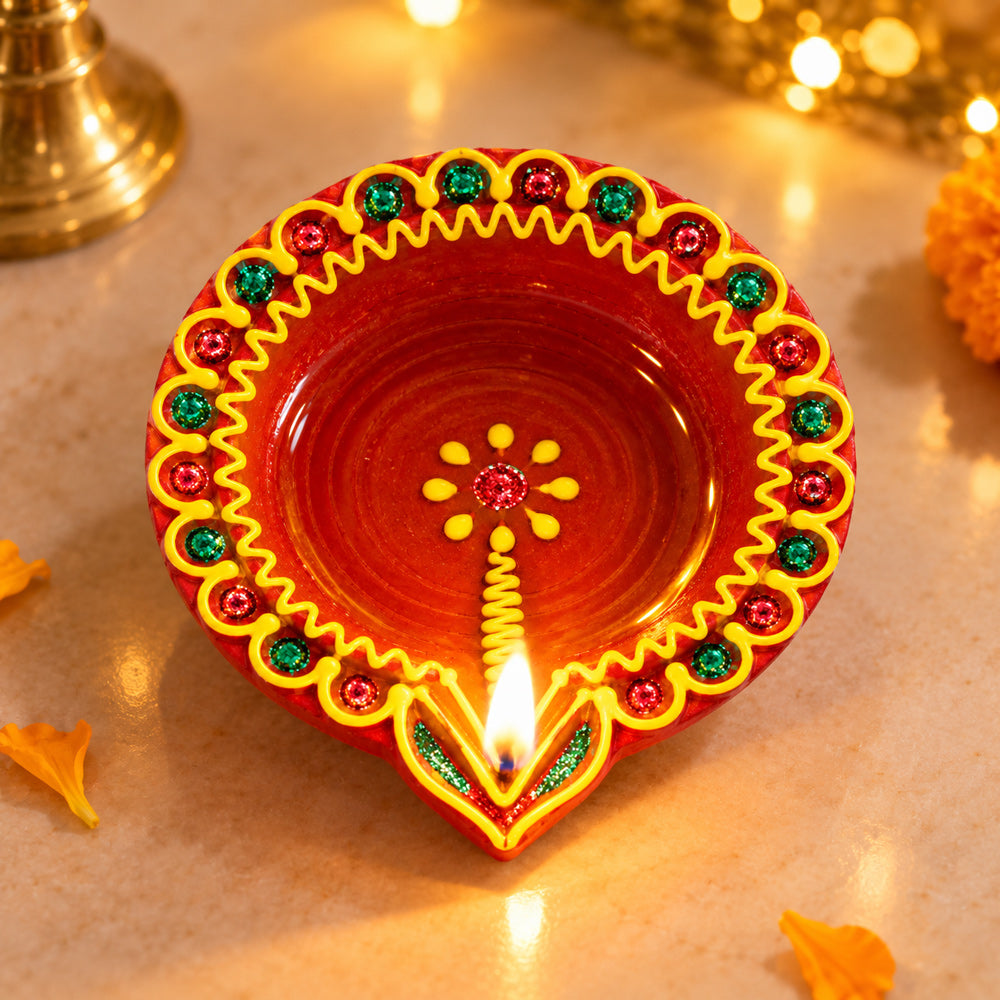 Crafting Light Unique Clay Diyas for a Radiant DiwaliSet of 4