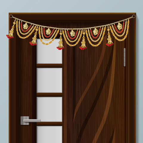 Stunning 3 Layer Toran with Ganesha Idol and Floral Latkans for Traditional Festive Entrance Decor. Indiaβs Largest Pooja Accessories Brand β www.satvikstore.in