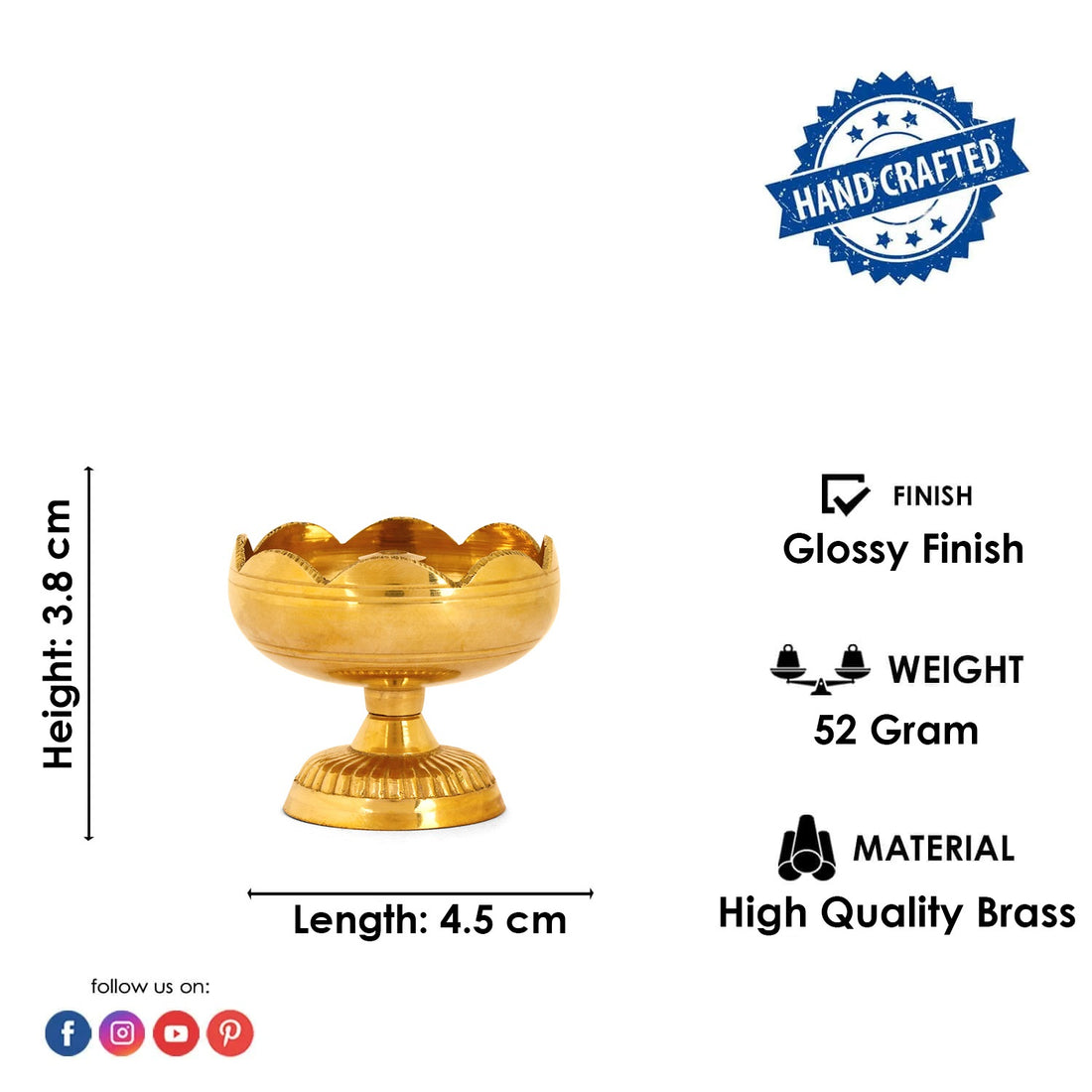 Designer Pure Brass Diya (Small)
