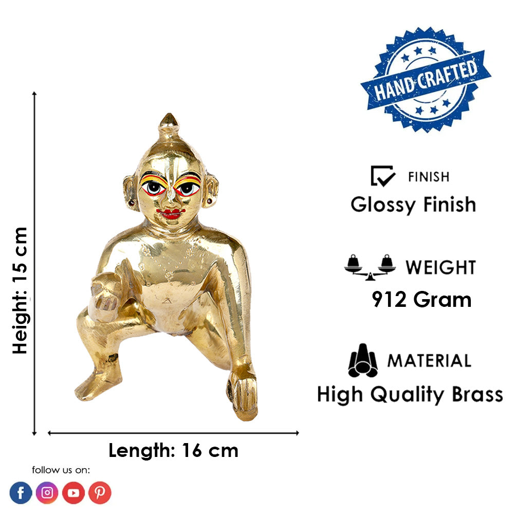 Brass Bal Gopal/Laddu Gopal Idol (Sizes Available 0 to 7)