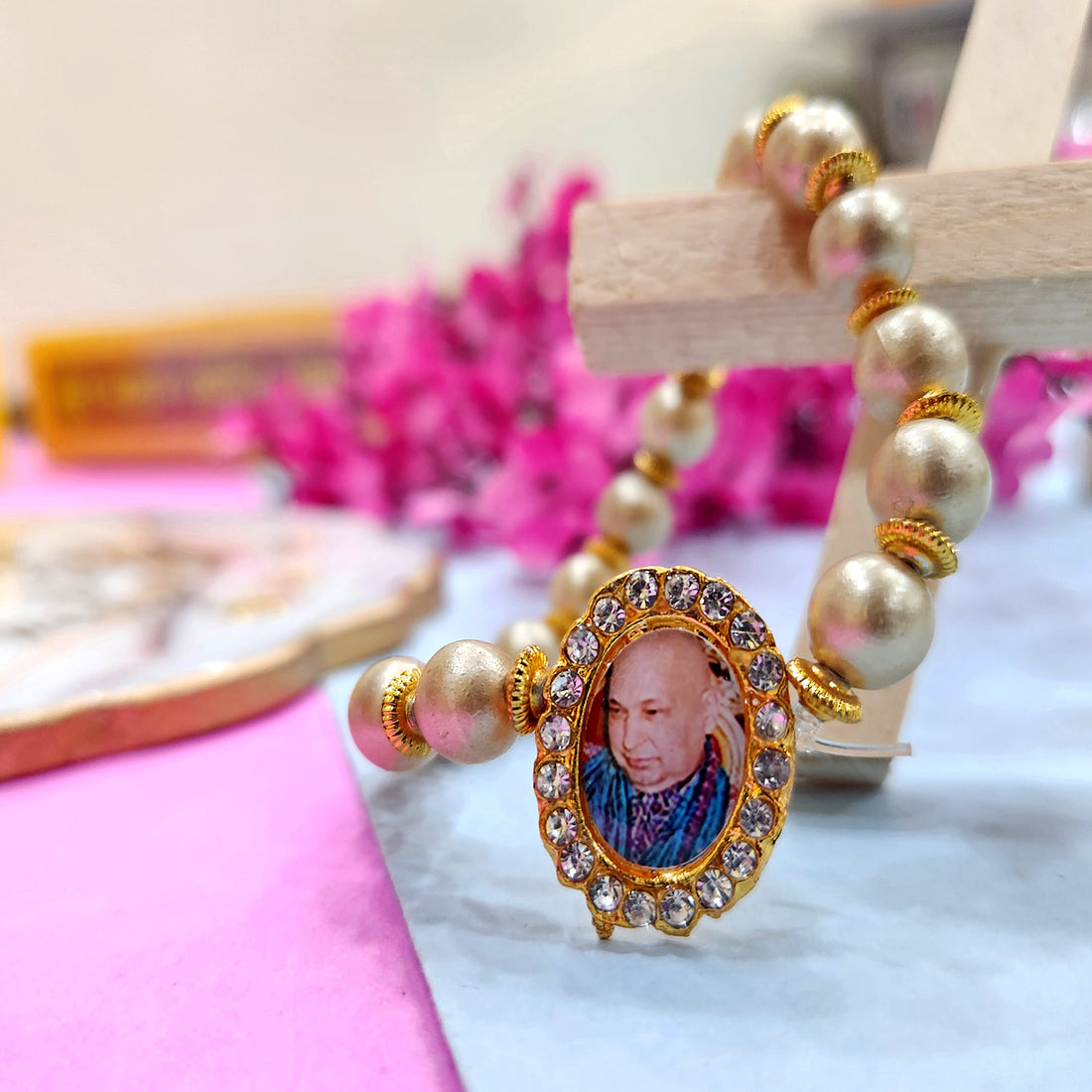 Pista Green Beaded Guru Ji Maharaj Handmade Bracelets for Men and Women