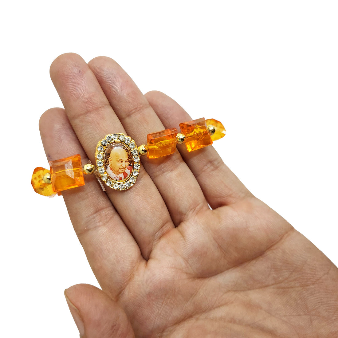Orange Beaded Guru Ji Maharaj Handmade Bracelets for Men and Women