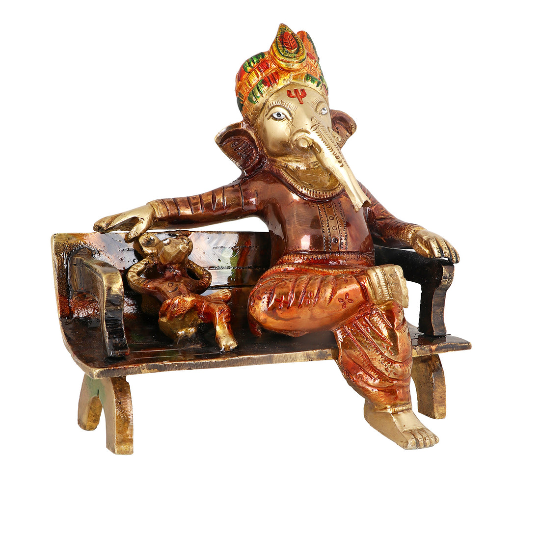 7.2 Inch Brass Sitting Ganesha Idol