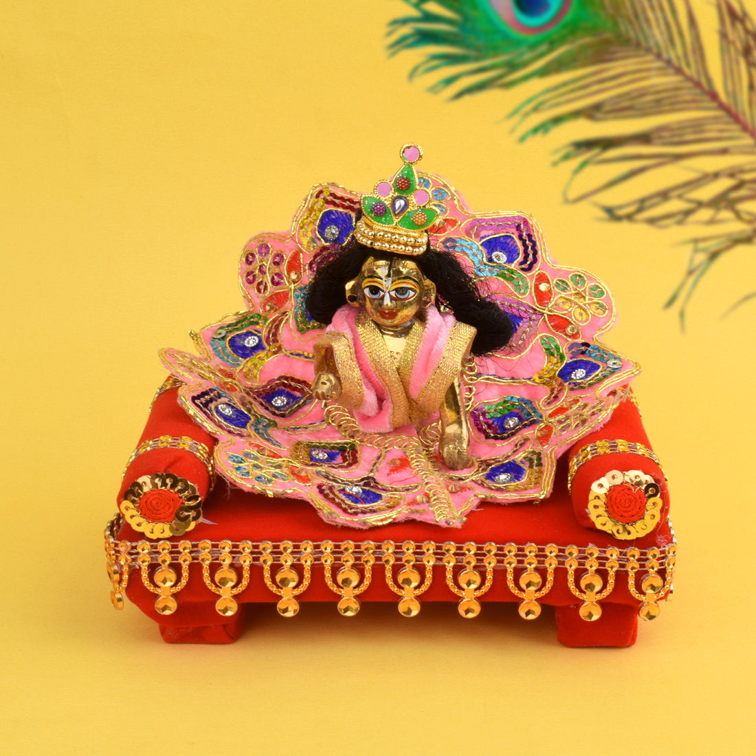 Laddu Gopal's Velvet Raj Singhasan