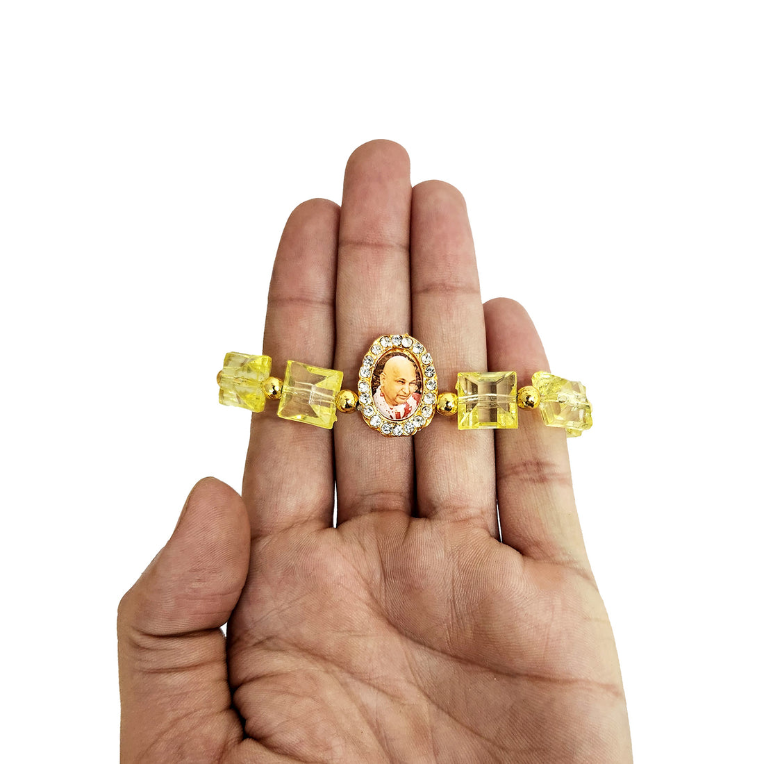 Yellow Beaded Guru Ji Maharaj Handmade Bracelets for Men and Women