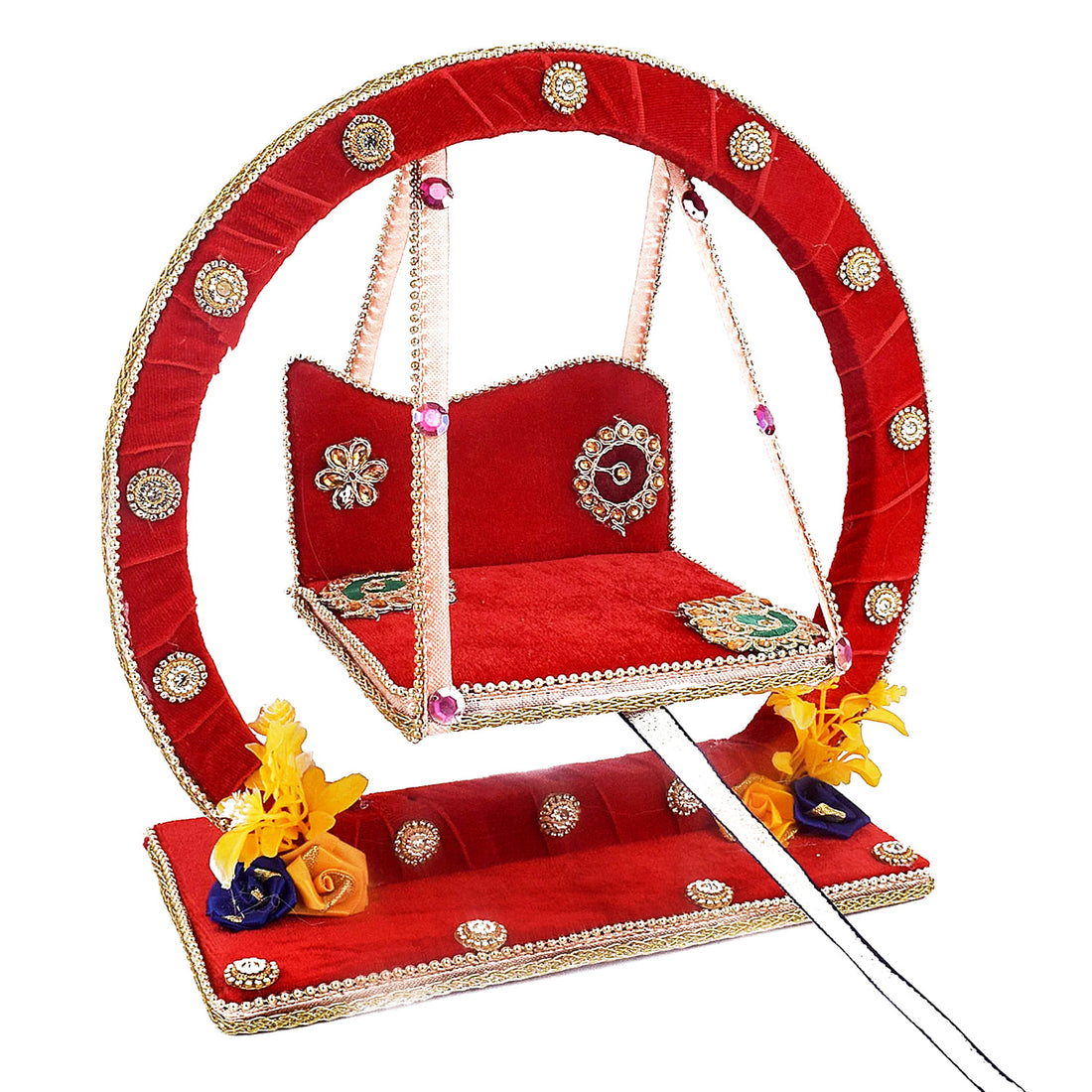 Decorative Laddu Gopal Ji Jhula - Divine Swing (Red Color) Medium