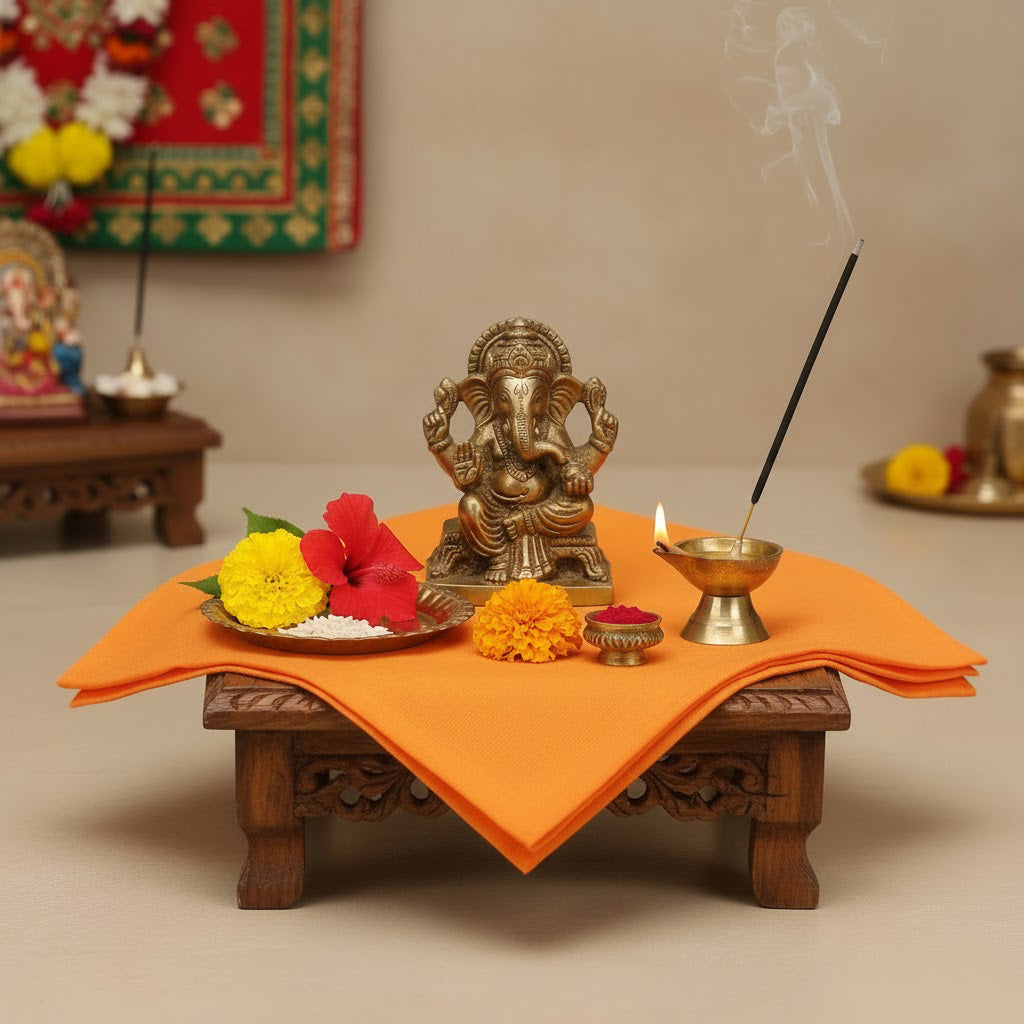 Orange Cotton Cloth – 1.25 Meter for Pooja & Rituals