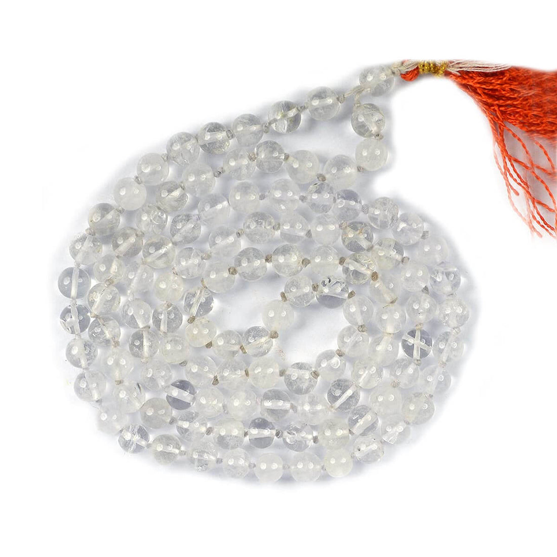 108 Beads Clear Quartz Crystal Jaap Mala for Healing & Clarity