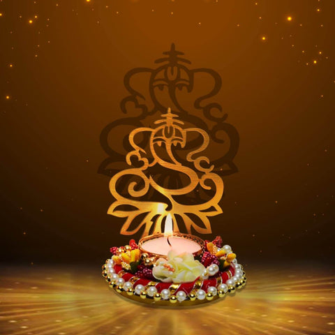 Beautiful Decorative Ganesh Shadow Diya crafted in metal, designed to cast a shadow of Lord Ganesha when lit, perfect for home dΓ©cor, festive lighting, and spiritual ambiance during puja or Diwali. Indiaβs Largest Pooja Accessories Brand β www.satvikstore.in