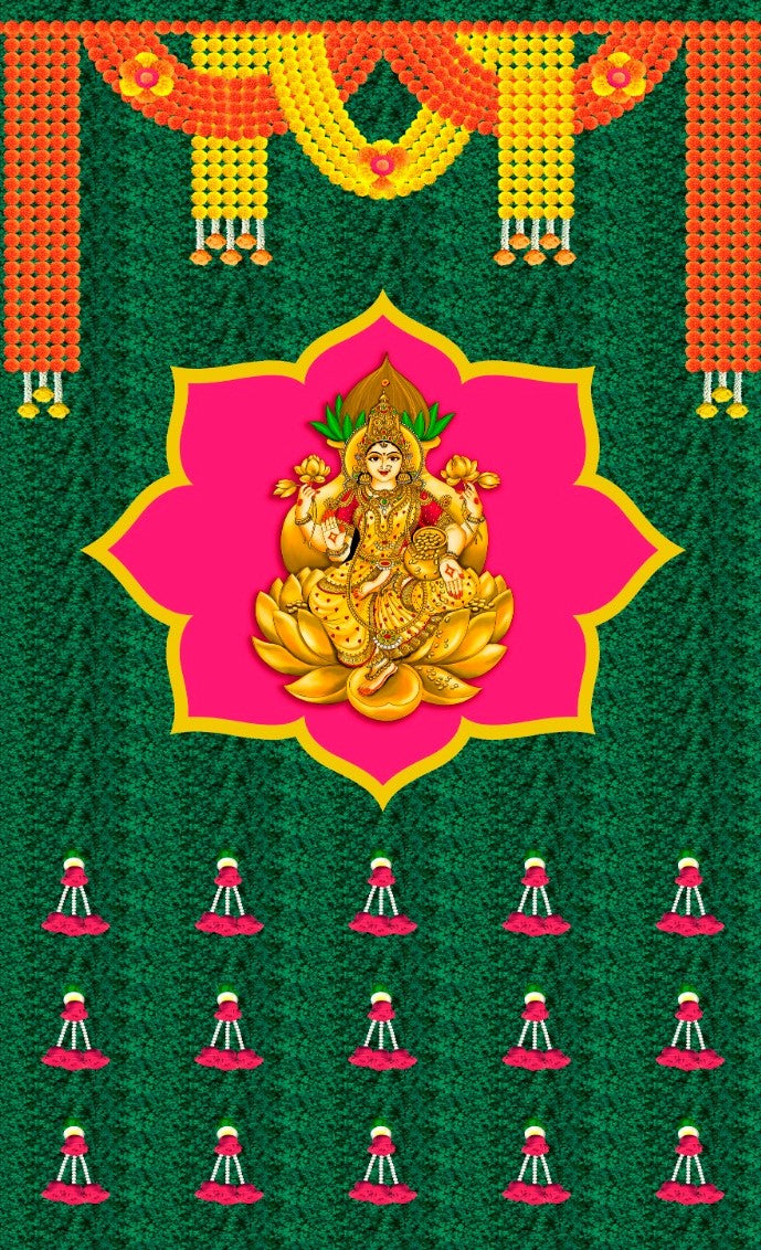Backdrop Clothes Printed Laxmi on Banana Leaf Design