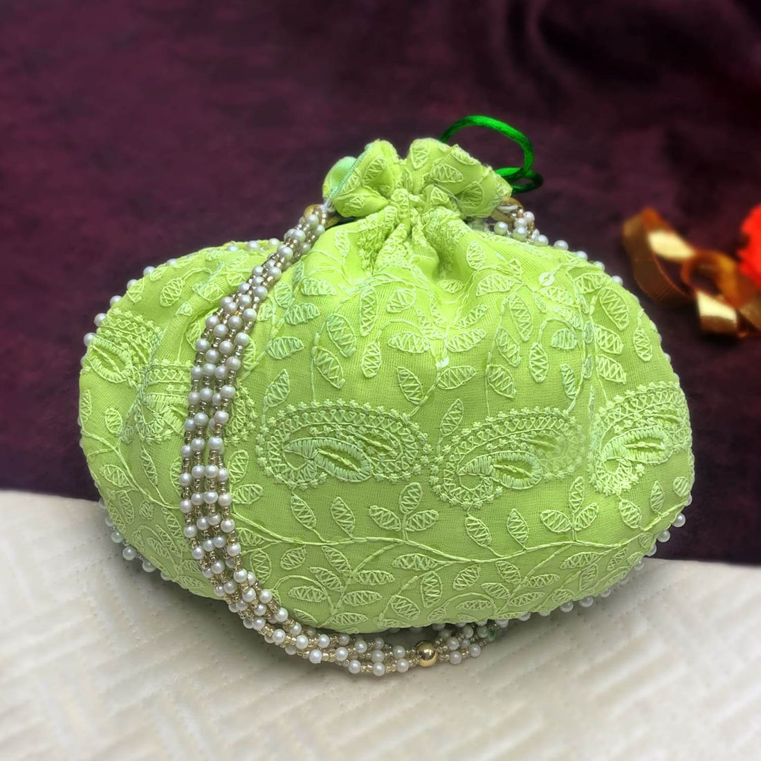 Ethnic Round Embroided Potli Pouches