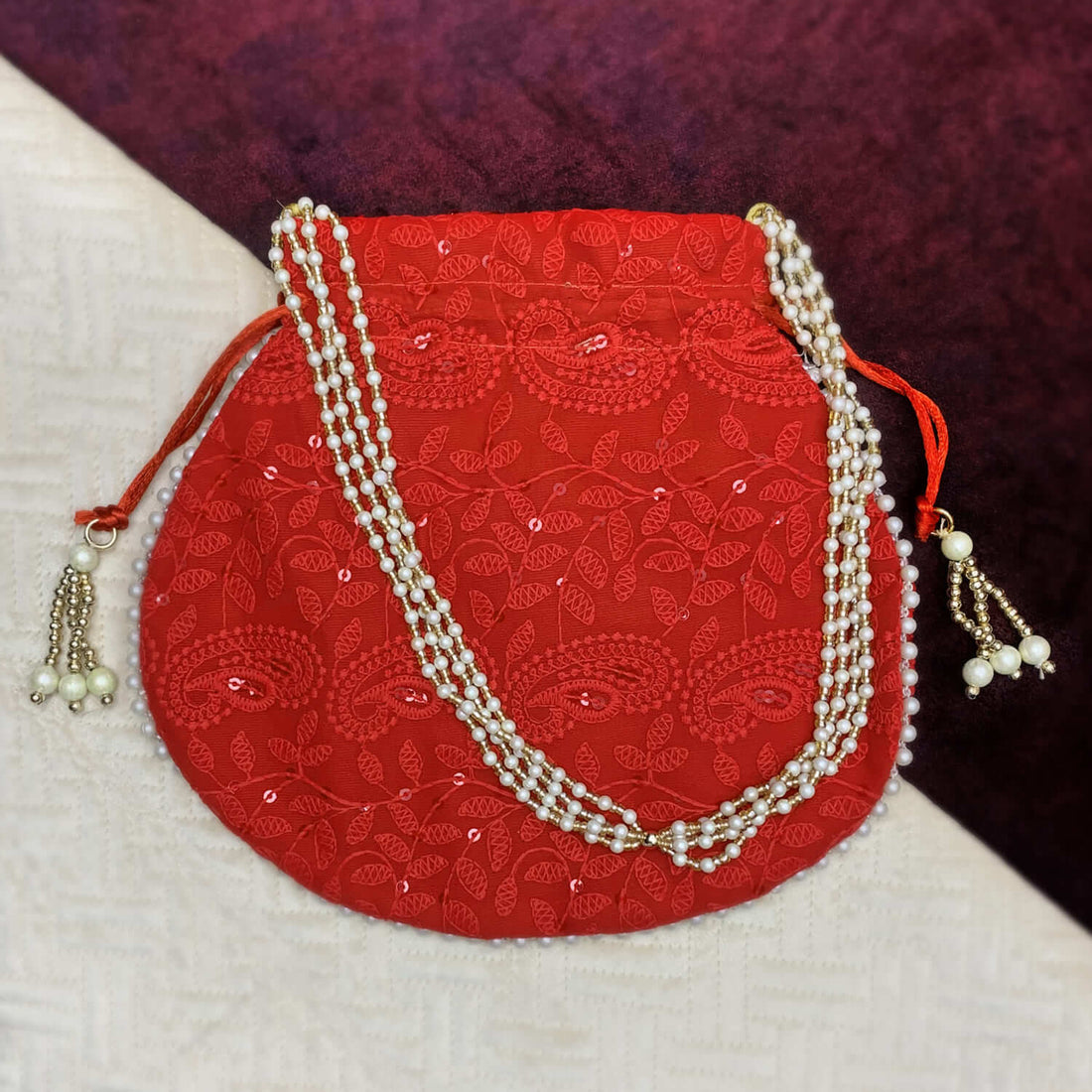 Ethnic Round Embroided Potli Pouches