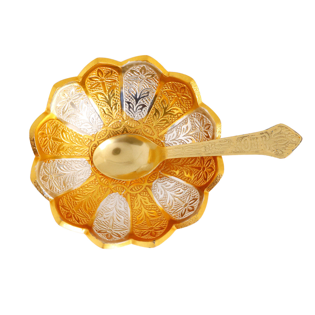 Decorative Embossed Silver Golden Flower Bowl