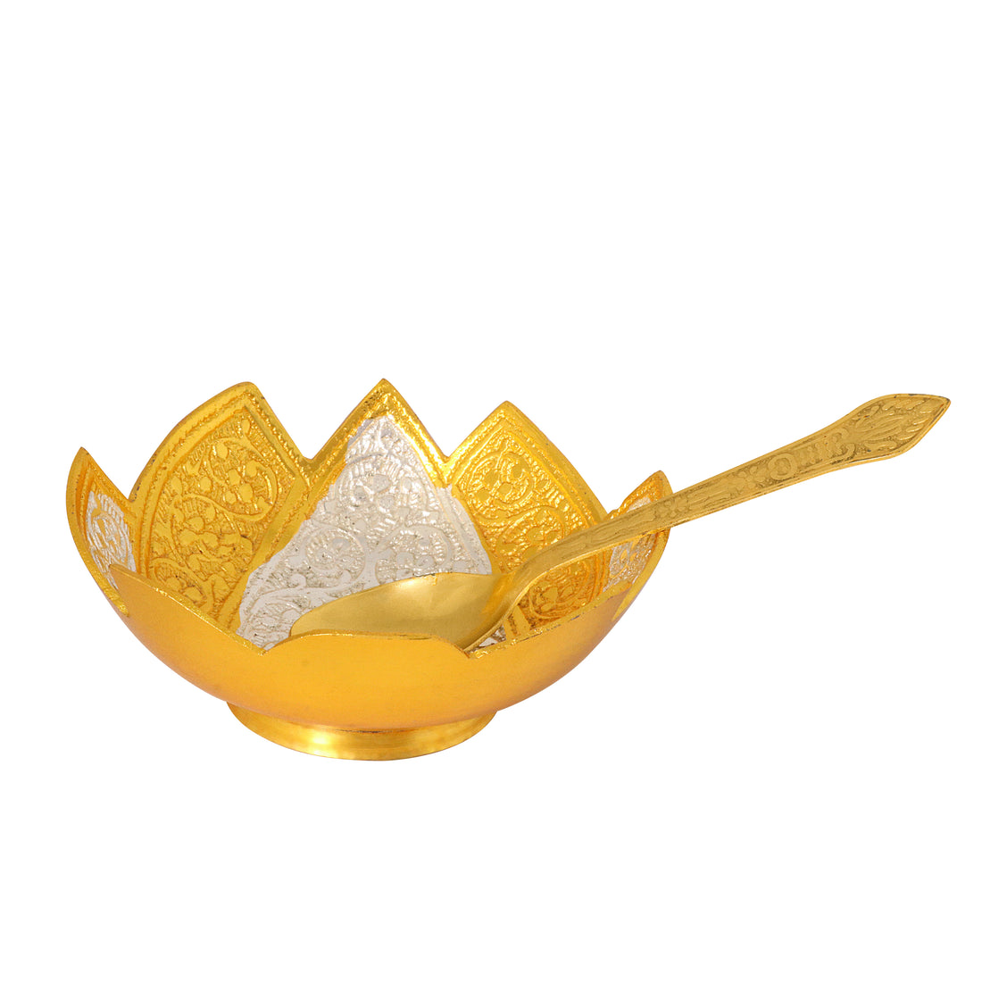 Decorative Embossed Sliver Golden Lotus Bowl