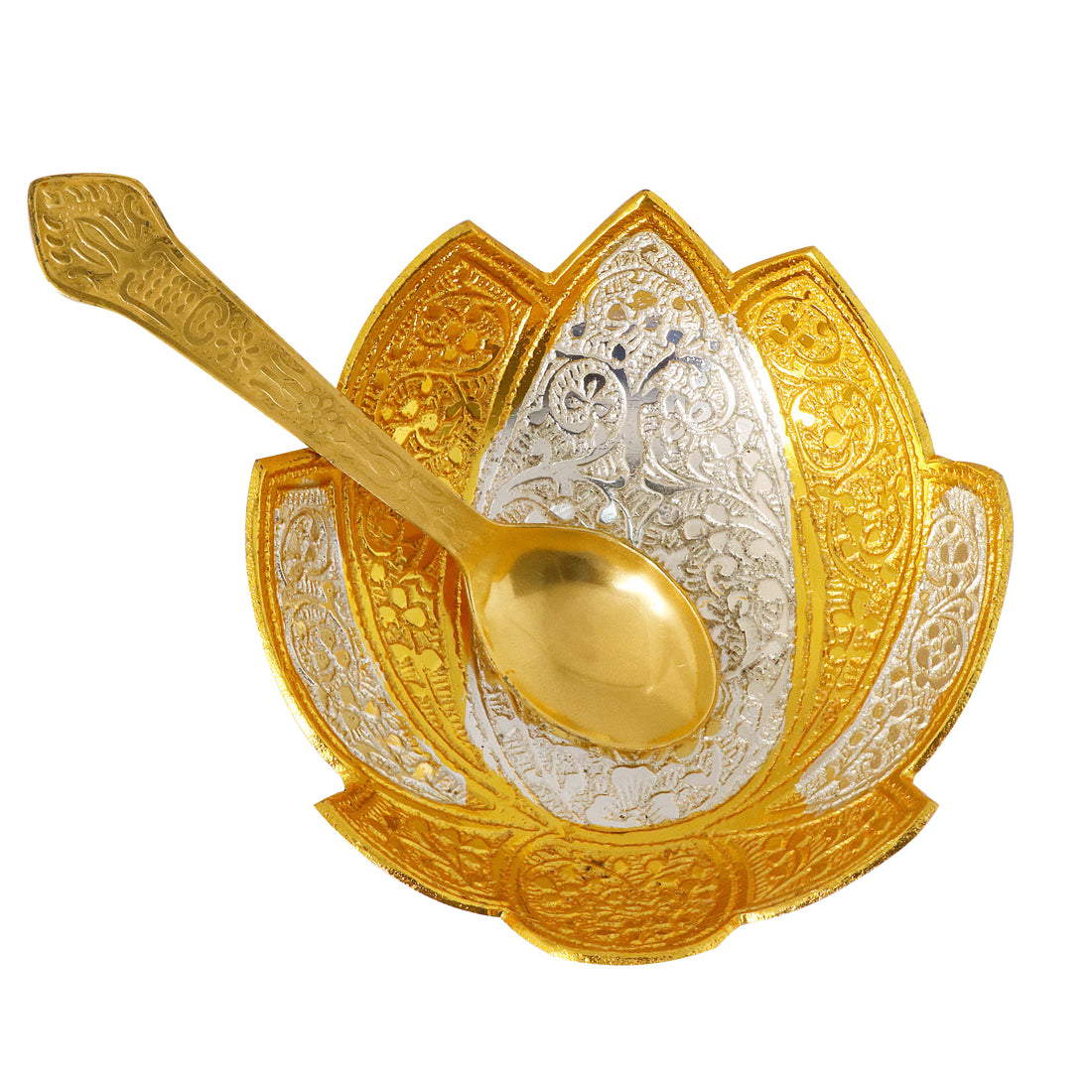 Decorative Embossed Sliver Golden Lotus Bowl