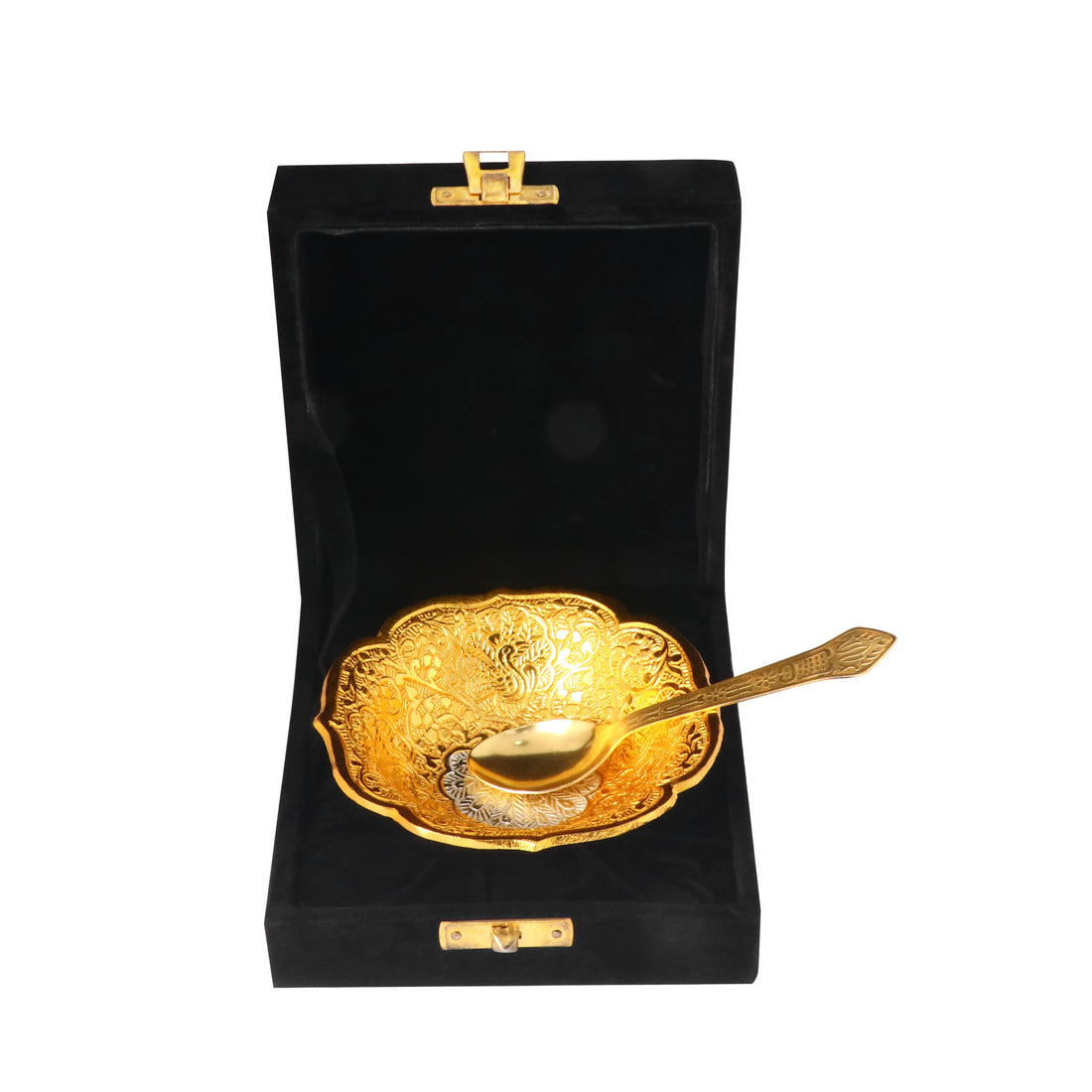 Decorative Embossed Four Face Silver Base Bowl
