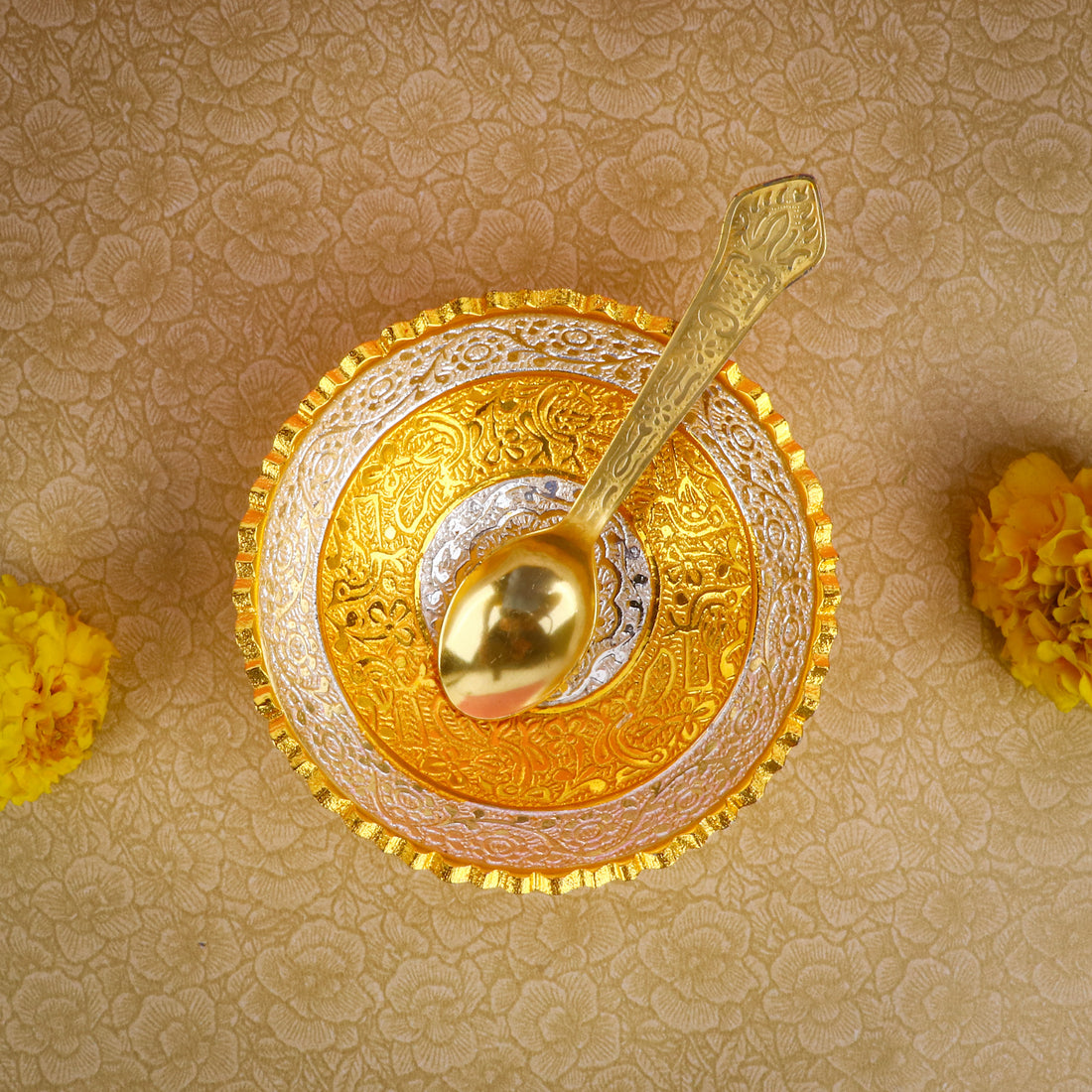 Decorative Embossed Silver Base Bowl