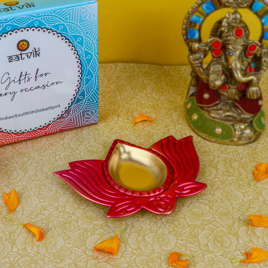 Prepossessing Multicolor Lotus Shape Diya