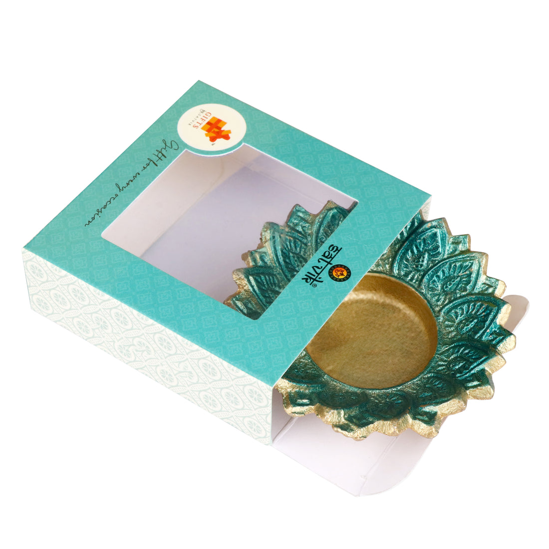 Designer Multicolor Floral Chakra Metal Diya