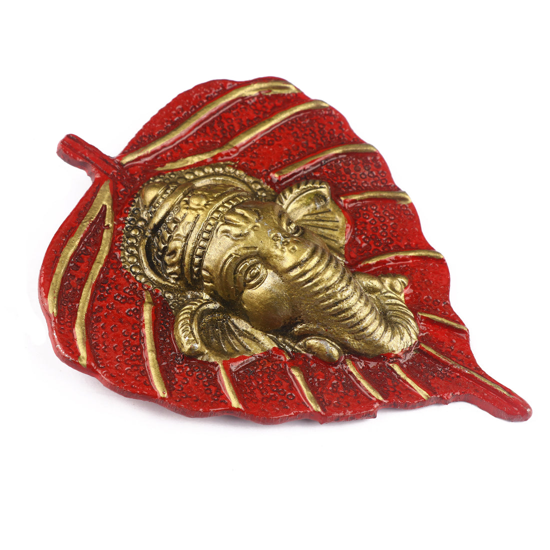 1 Pc Lord Ganesh Face on Leaf Patta Wall Hanging White