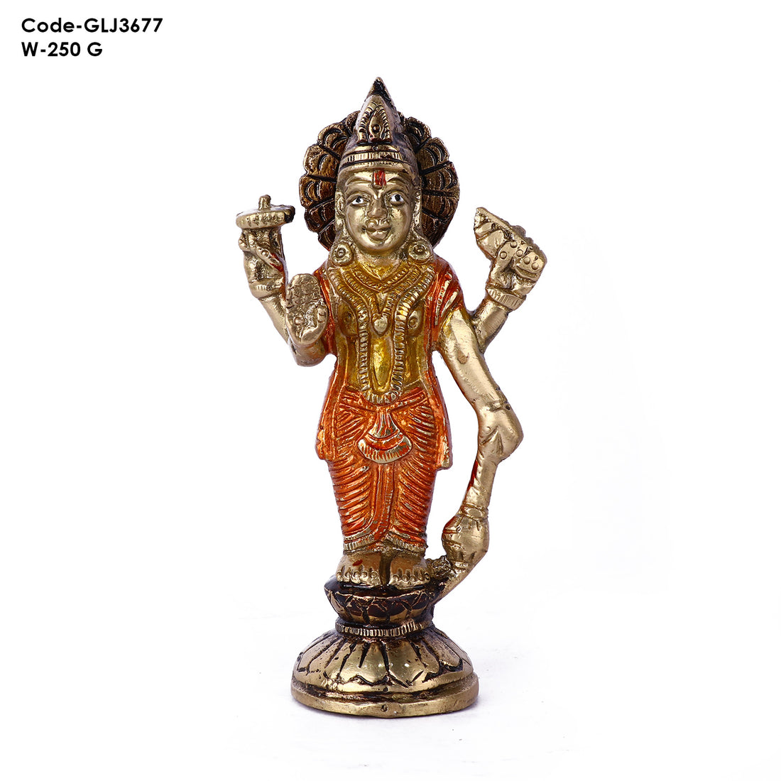Elegant Brass Standing Lord Vishnu Idol