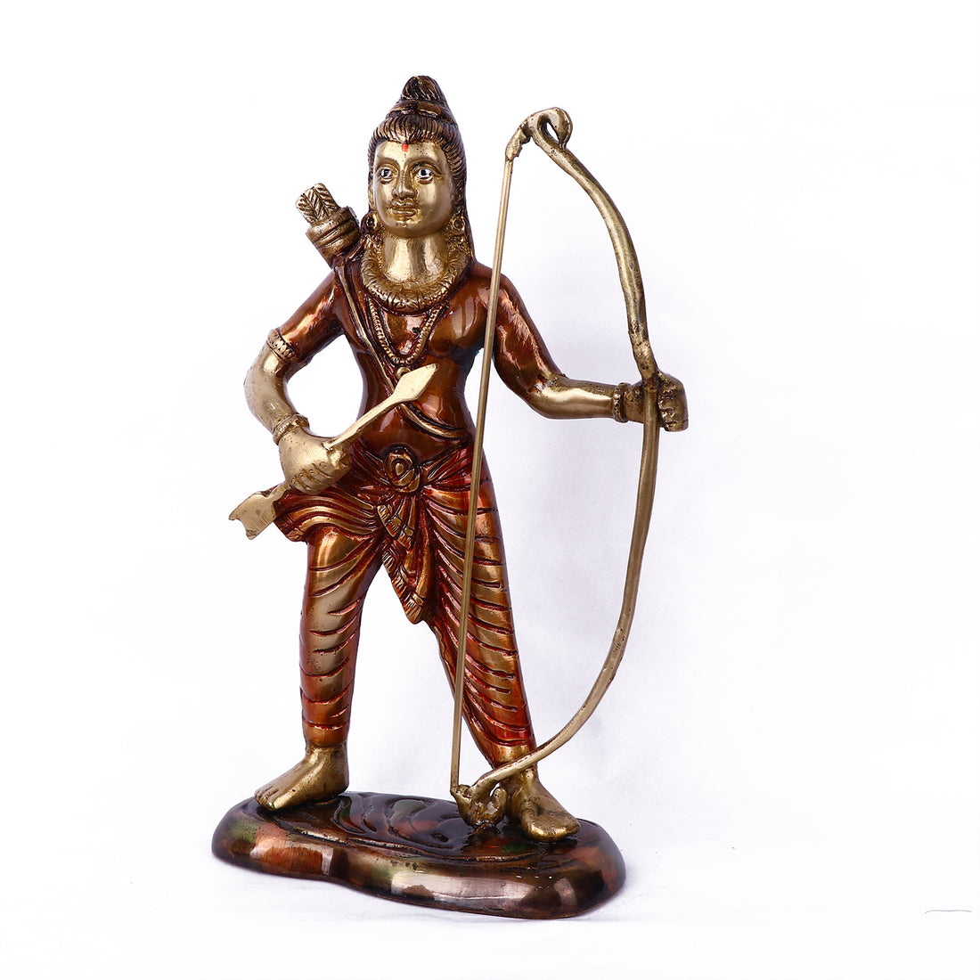 10.6 Inch Victorious Ram with Bow Brass Idol