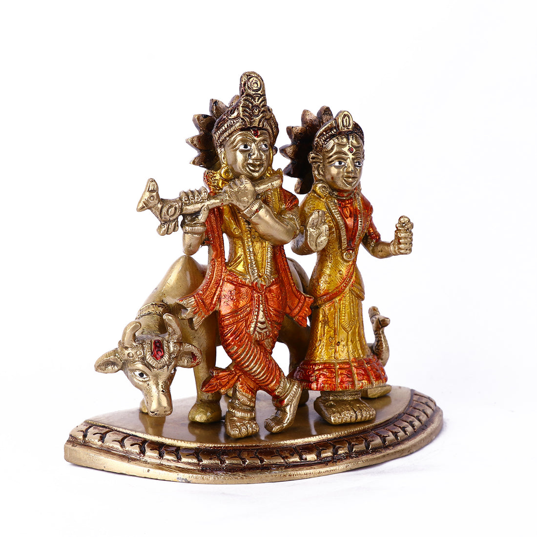 5.3 Inch Charismatic Radha Krishna Colorful Brass Idol