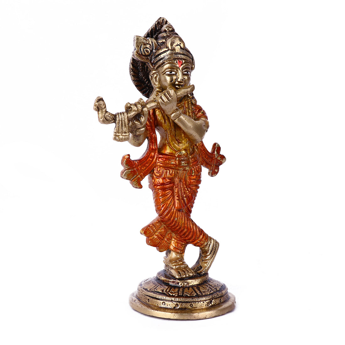 5.8 Inch Enchanting Krishna Brass Idol
