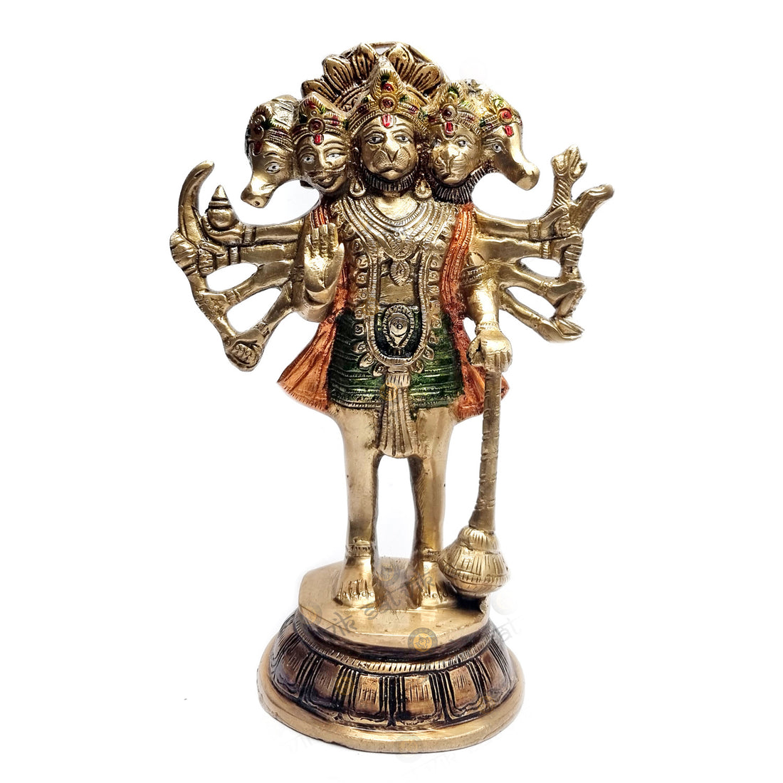 10.2 Inch Handcrafts Brass Panchmukhi Hanuman Standing Statue