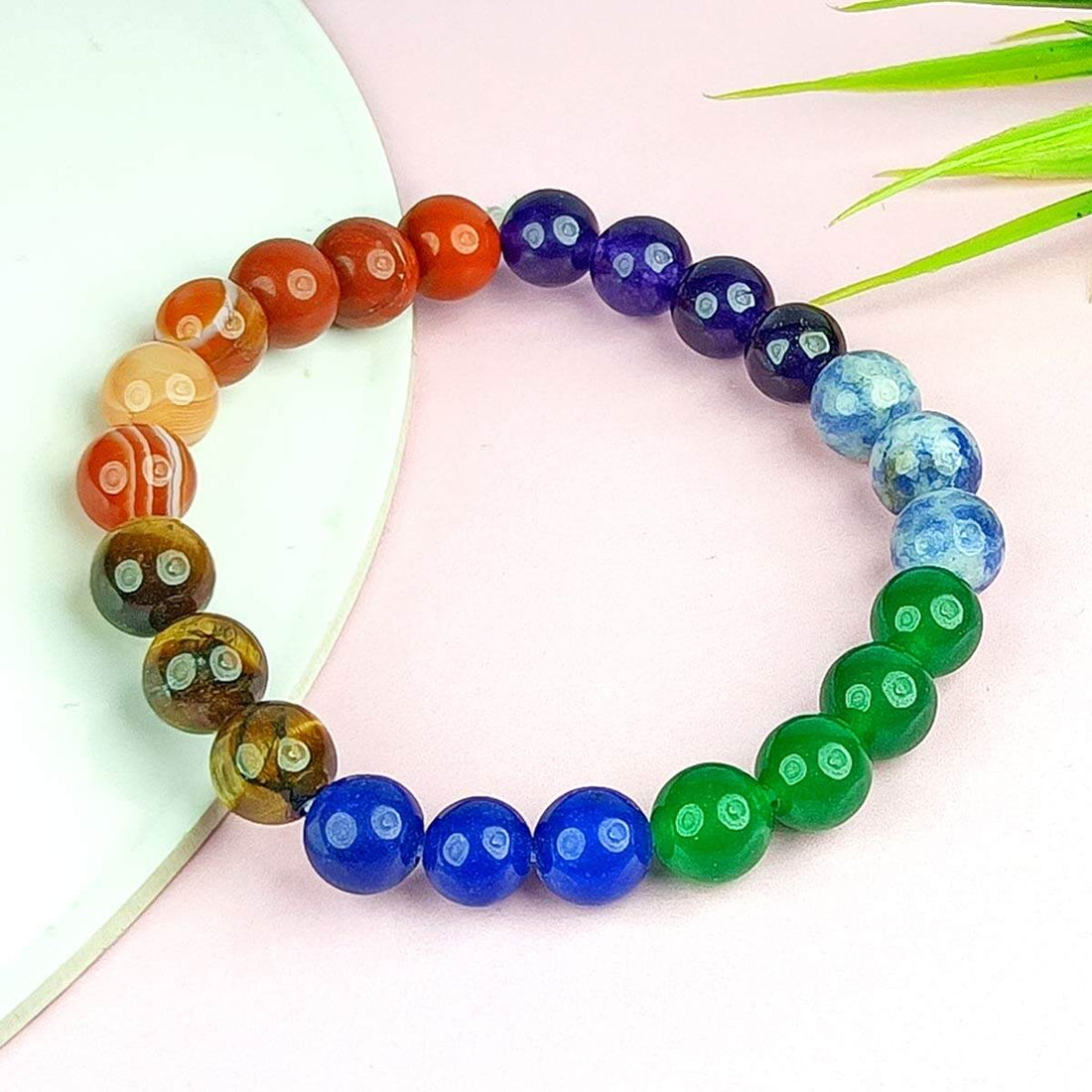 Authentic 7 Chakra Bracelet with natural gemstones for Reiki healing, meditation, and energy balance. India’s Largest Pooja Accessories Brand – www.satvikstore.in
