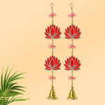 Attractive 2 Tier Lotus with Bells Wall Hanging Backdrop (1Pair Latkans) For Wall Decoration