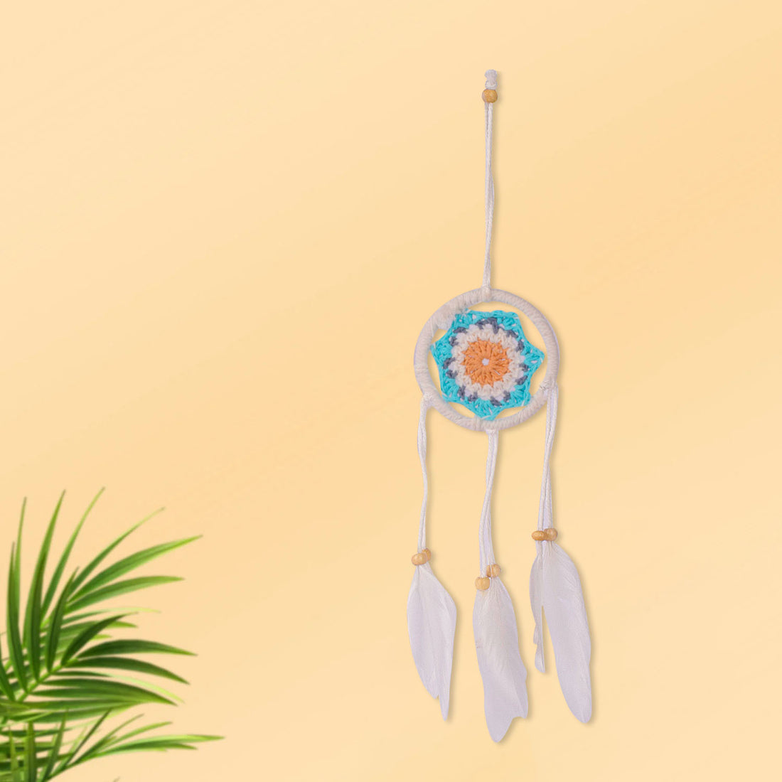 Handmade Wall Decor with Nature Feather Charms (Round Shape)