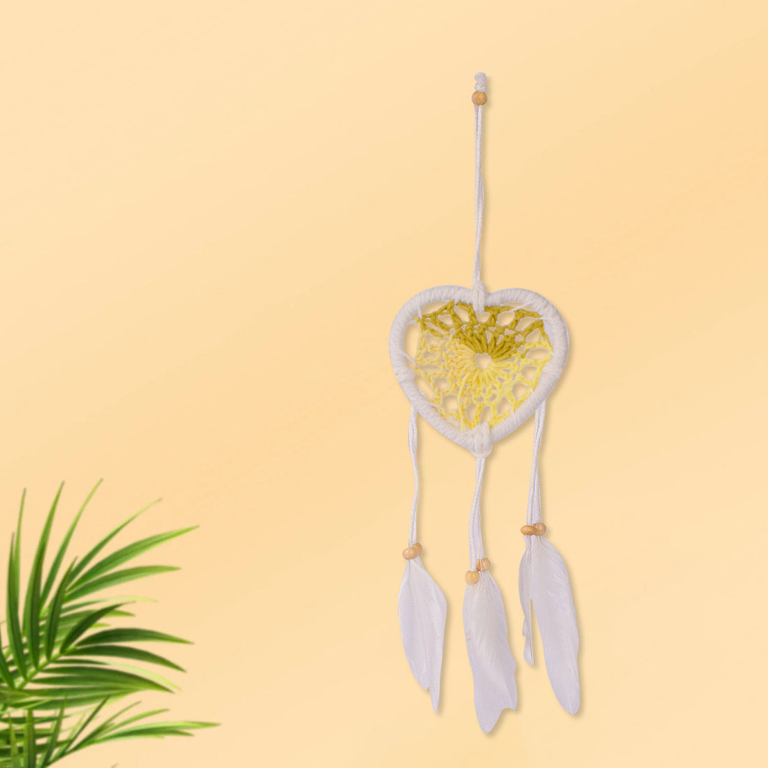Handmade  Wall Decor with Nature Feather Charms (Heart Shape)