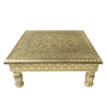 Elevated Artistry: Embossed Pattern Wooden Chowki