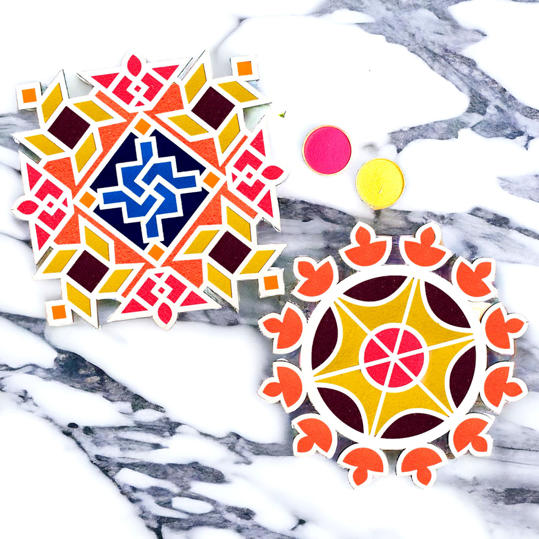2 Pc Rangoli Pallets for Expressive Designs with Rangoli Colors