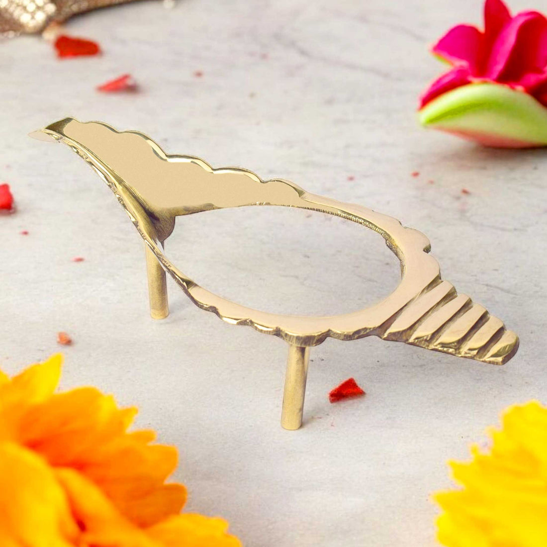 Elegant Brass Shankh Stand