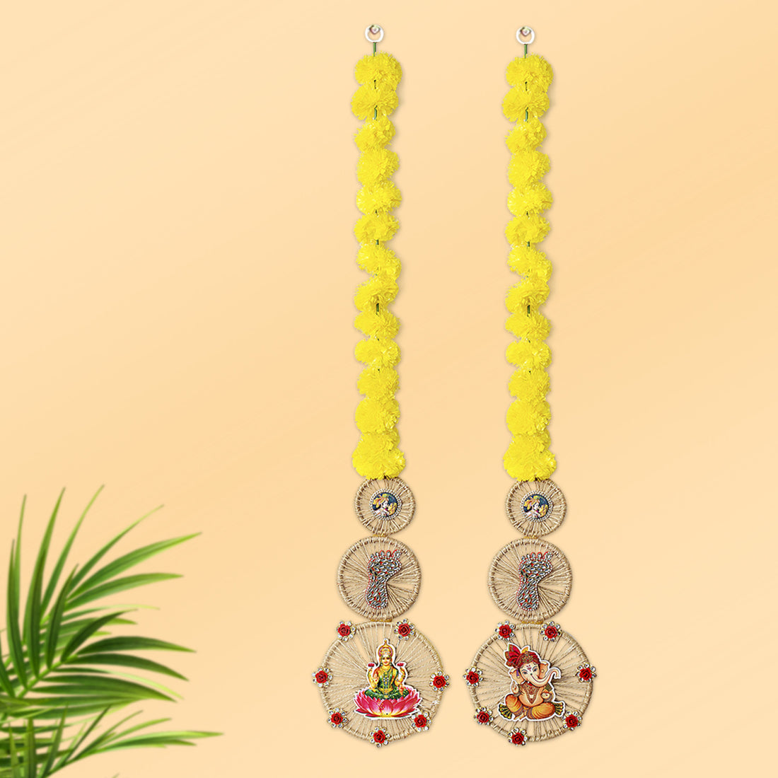Artificial Marigold Laxmi Ganesha Side Door Wall Hangings