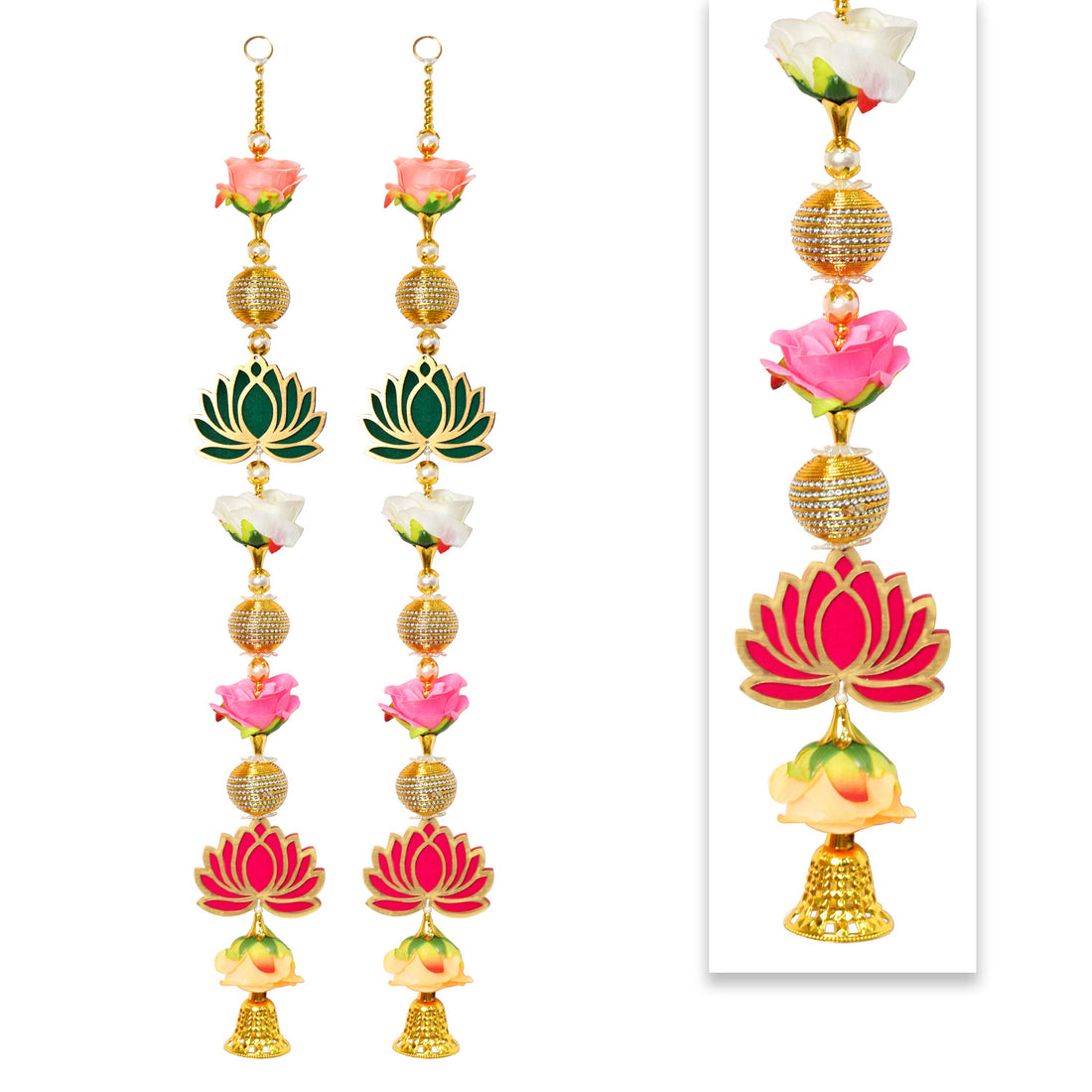 Elegant Lotus with Artificial Flower Side Door Wall Hangings