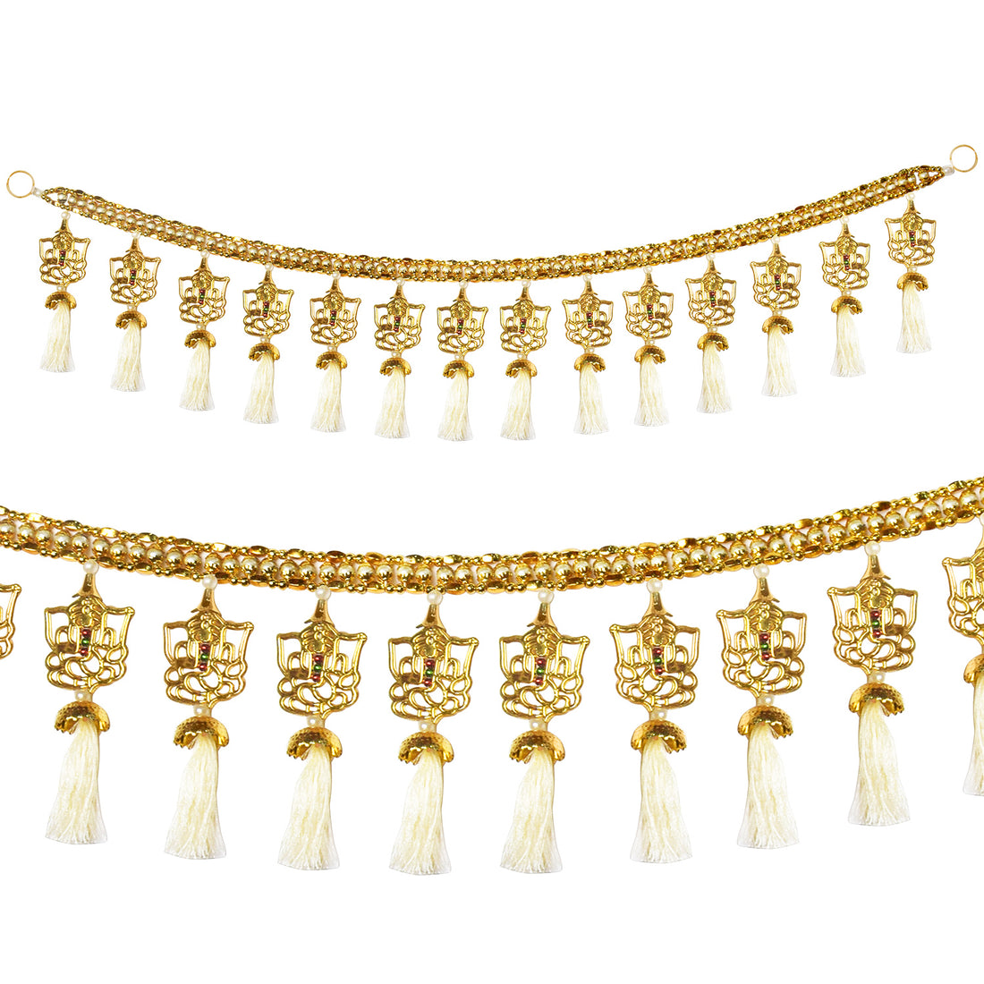 Golden Hanging Ganesha with Tessels Toran For Home Décor