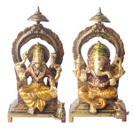8.7 Inch Timeless Brass Lakshmi Ganesha Idol