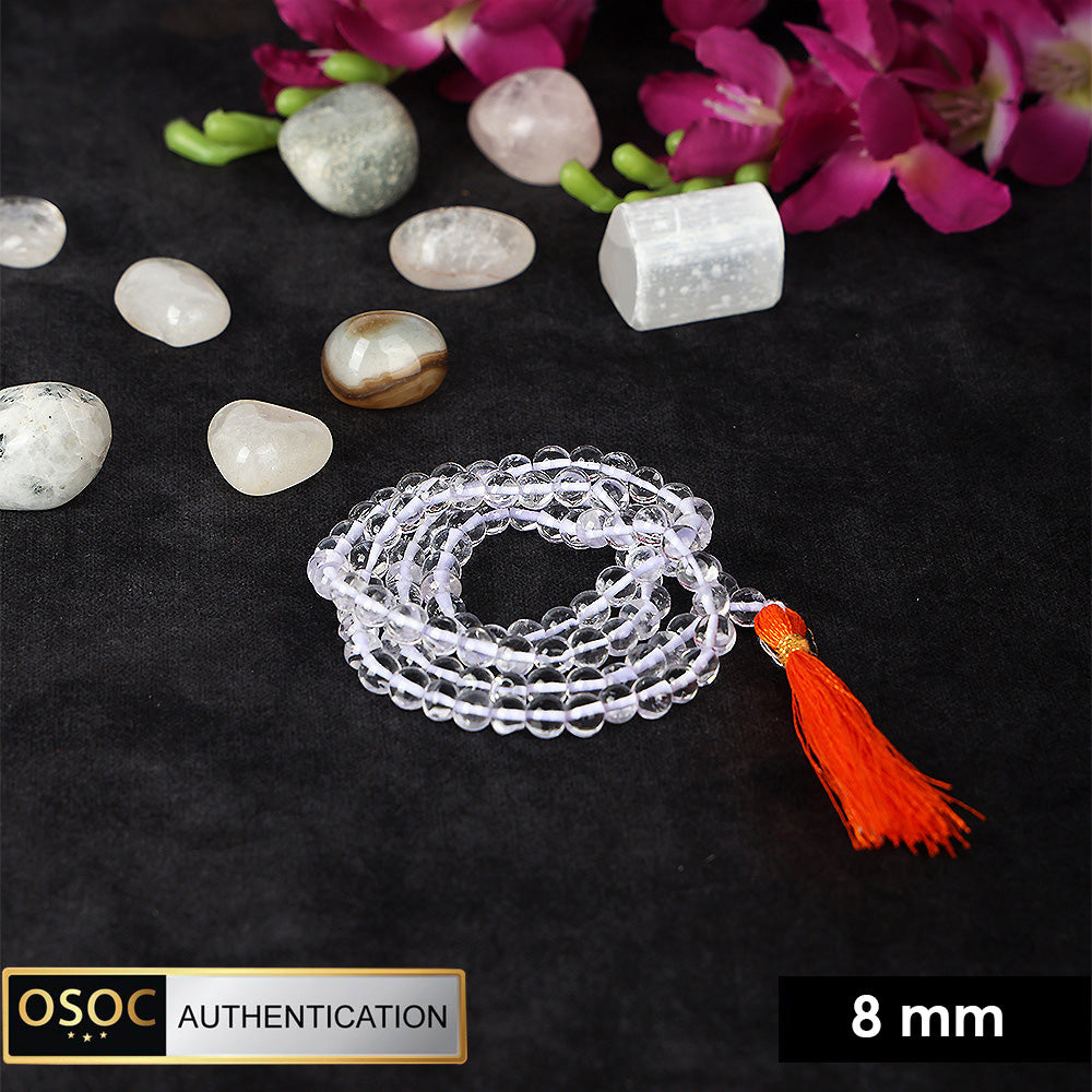 Sphatik Clear Quartz Crystal 108 Beads Jaap Mala