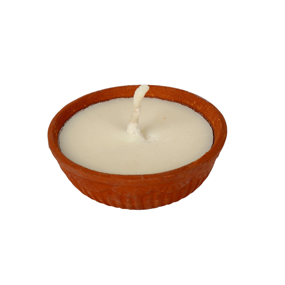 Satvik Pure Desi Ghee Akhand Jyot 6 to 8 Hours Burning Clay Diya Pack of 1