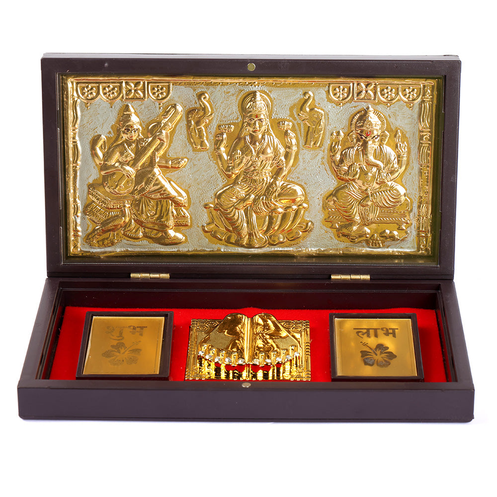 Shree Lakshmi Ganesh & Saraswati Charan Paduka Box - Big