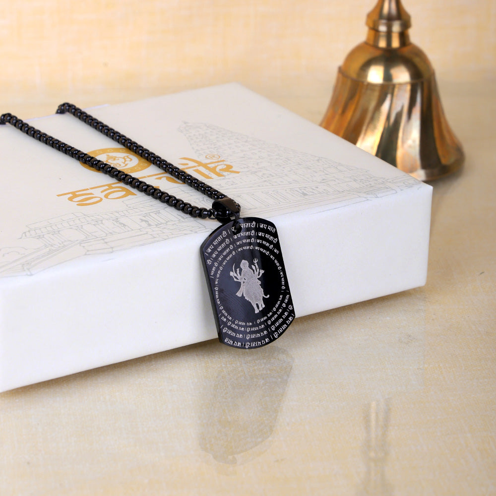 Shree Durga Maa Pendant MicroCarved Black