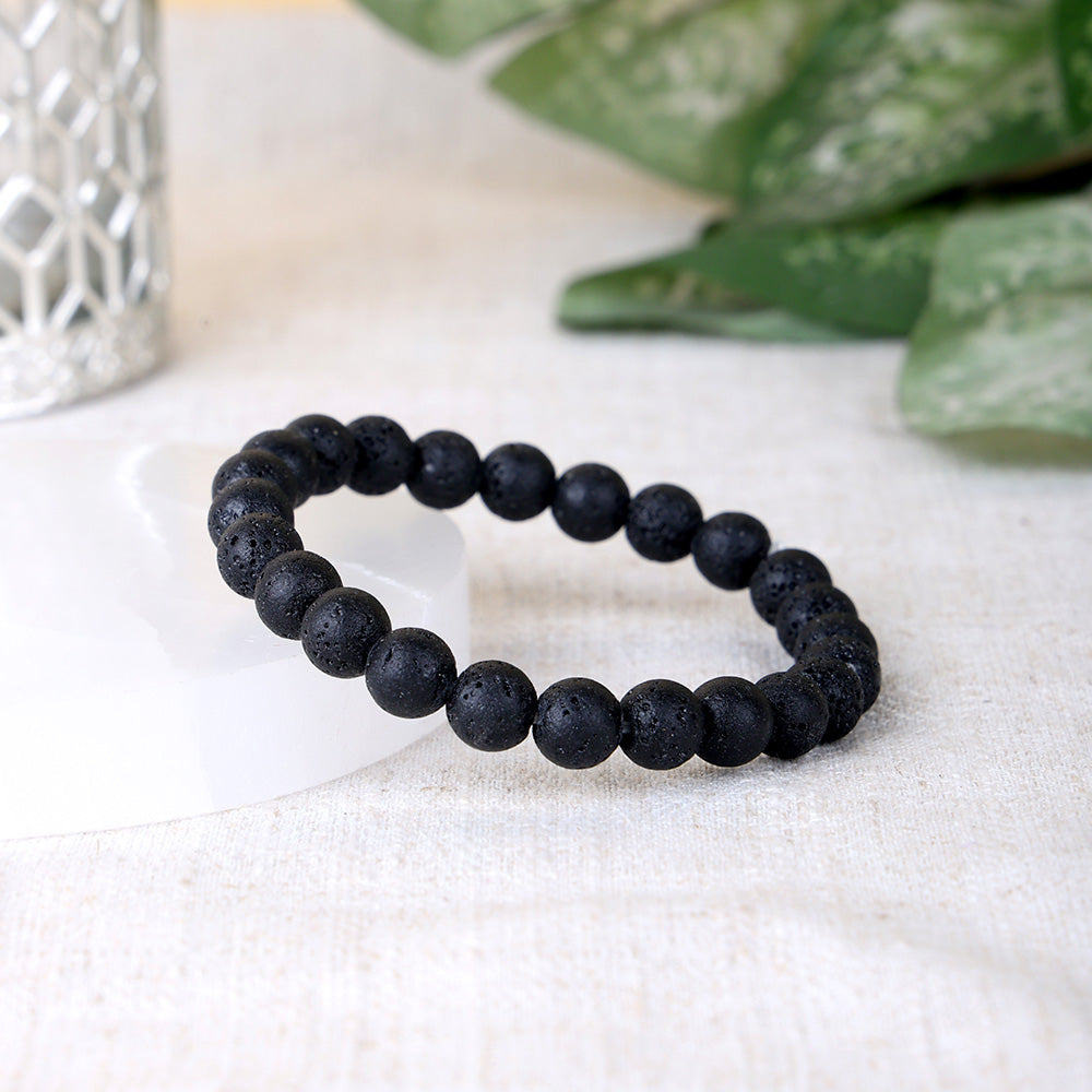 Natural Black Lava Stone Beaded Bracelet Stylish Spiritual Wear
